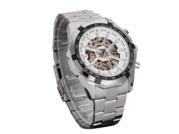 Reloj Mecánico Automático Hollow Impermeable Para Hombre Con Correa De Acero Inoxidable (blanco)