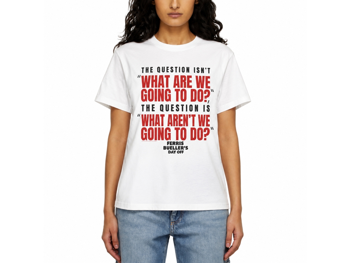 Rockinstone Ferris Bueller's Day Off What Are Going To Do White Adult T-shirt Size:xxl