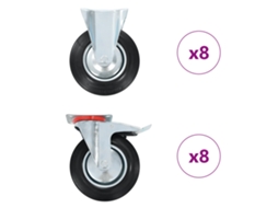 Vidaxl 16 Pcs Rodas 200 Mm