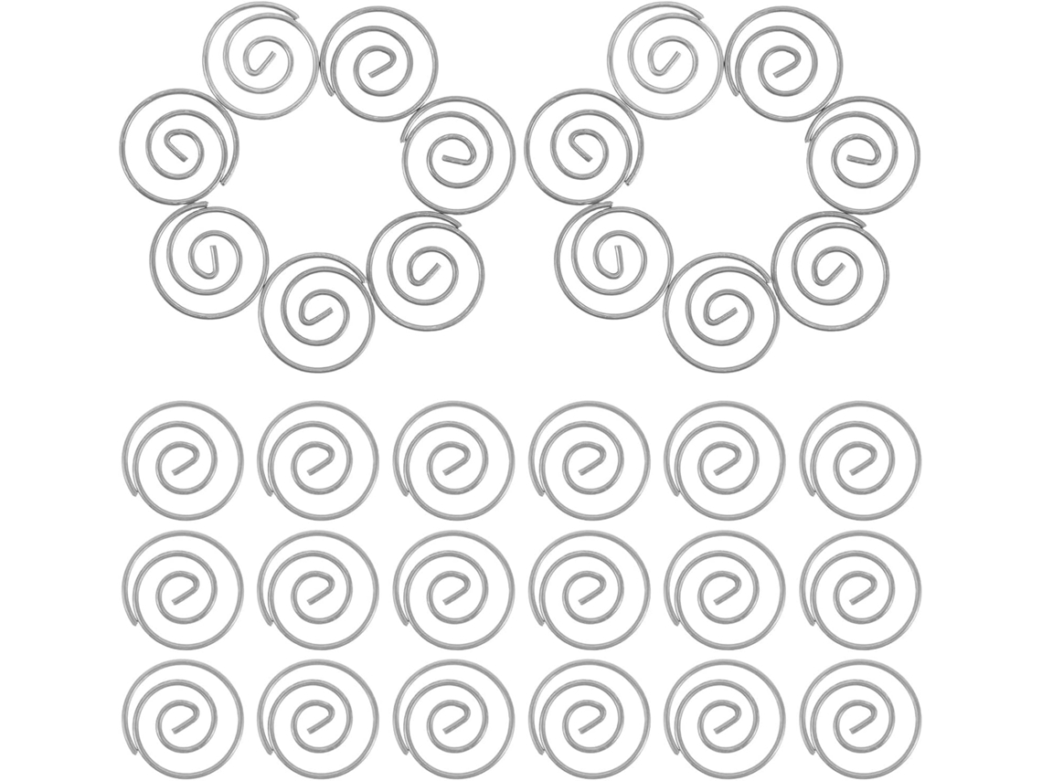 Clips De Papel Circulares Metal Prateado Holibanna Para Organizar Papéis, Pacote Com 100 Unidades, Clipes Espirais