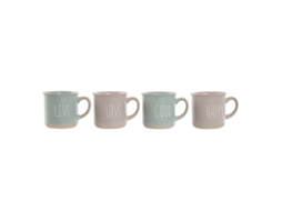 Conjunto de 4 Canecas HOME ESPRIT Azul Cor de Rosa Grés Urbana