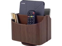 Organizador de mesa multifuncional em couro sintético com rotação de 360° para controle remoto (pacote com 5, Slowmoose) (café escuro)