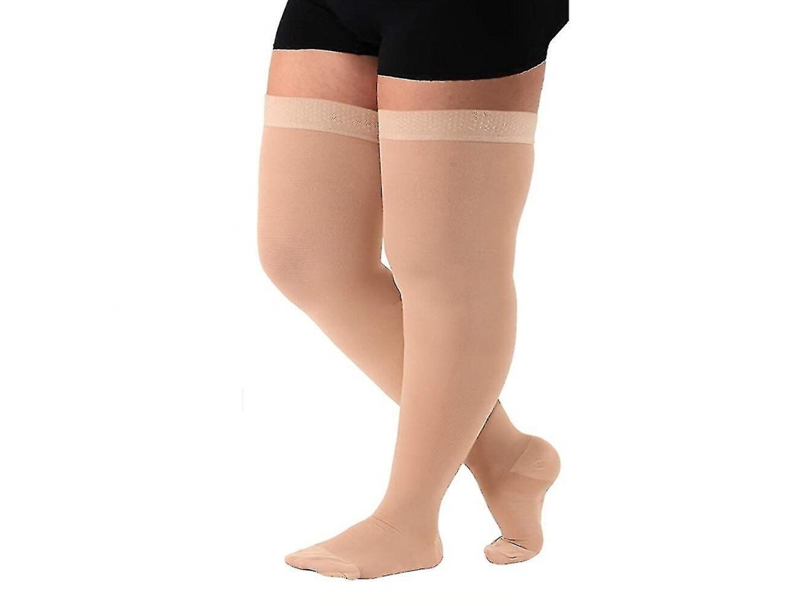 (bege, 5xl) Meias De Compressão Médica Tamanho Extra Grande() 34, 46mmhg Compatíveis Com Varizes Para Mulheres, Com Dedos Fechados Para Exame