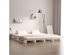 Cama De Paletes 200x200 Cm Pinho Maciço Branco