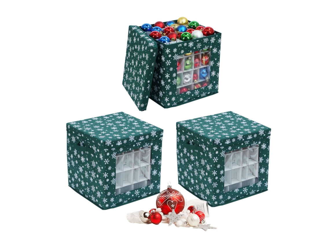 Conjunto De 3 Caixas Para Enfeites De Natal Com Divisórias
