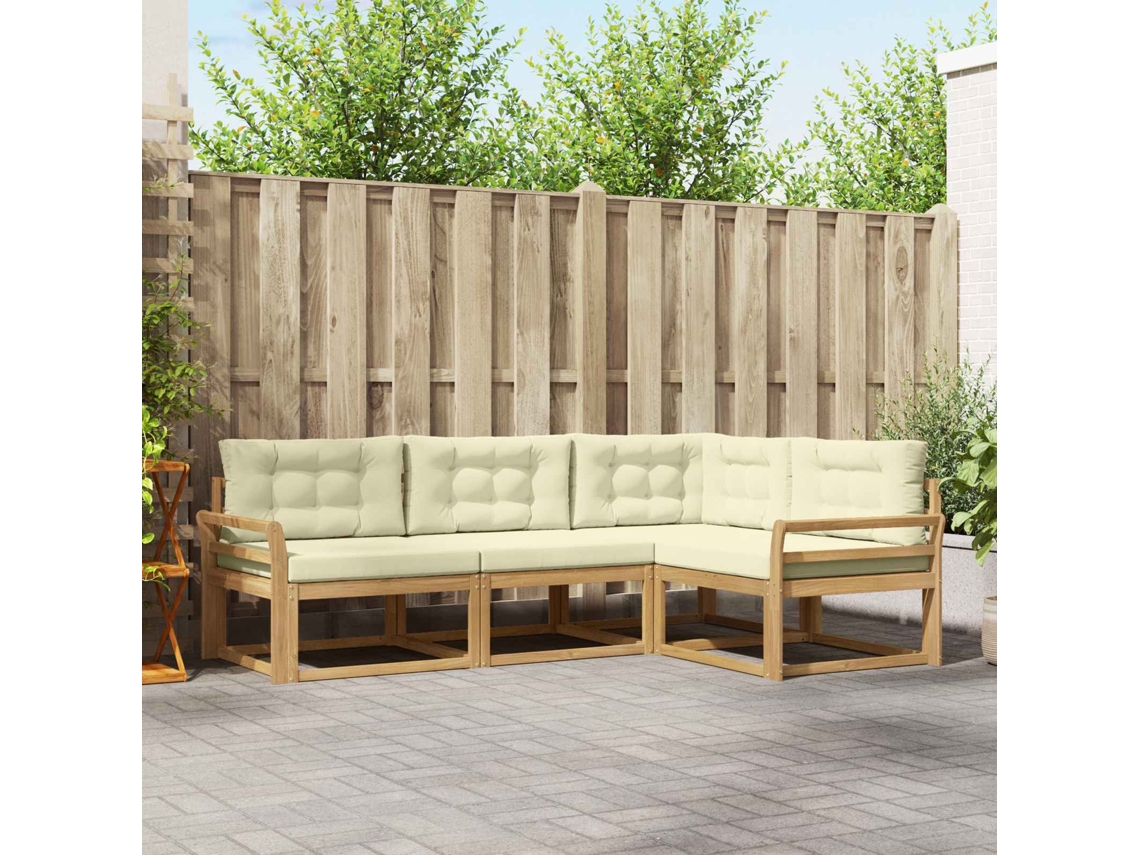 Vidaxl Conjunto De Sofás Para Exterior 3 Unid. Branco E Creme