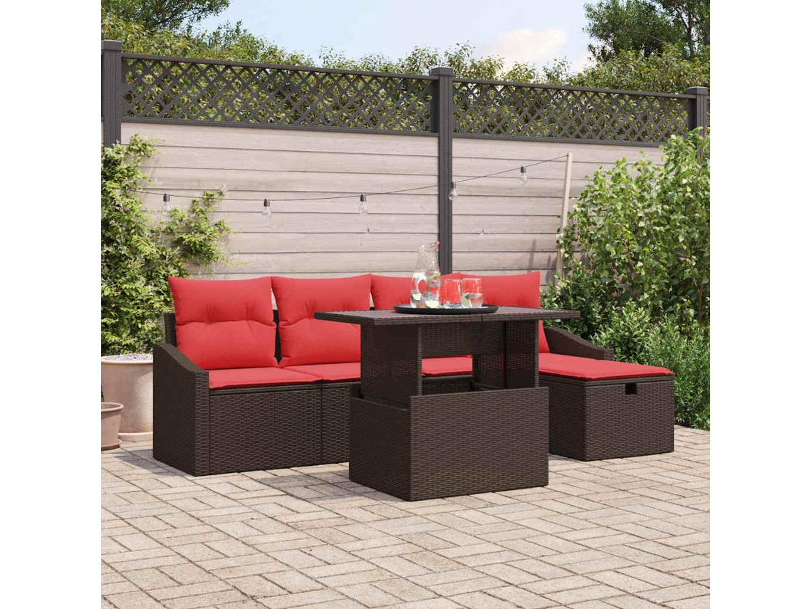 Vidaxl Conjunto De Sofá De Jardim 6 Unid. Vime Pe