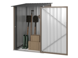 Abrigo De Jardim De Aço Galvanizado Com Porta Fechadura E Teto Inclinado 0,92 M² 100x103x160 Cm Marrom