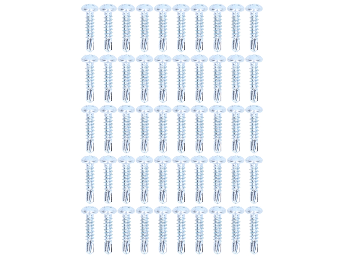 50 Parafusos Auto Perfurantes Cruzados Aço Carbono 4.2x19mm Kit De Fixação Cabeça Redonda