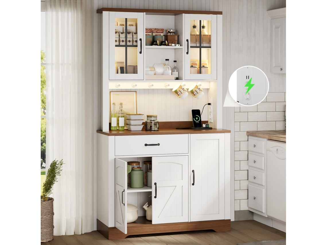 Armário Cozinha Estilo Celeiro Vintage Led Tomadas 185cm VELTRIX