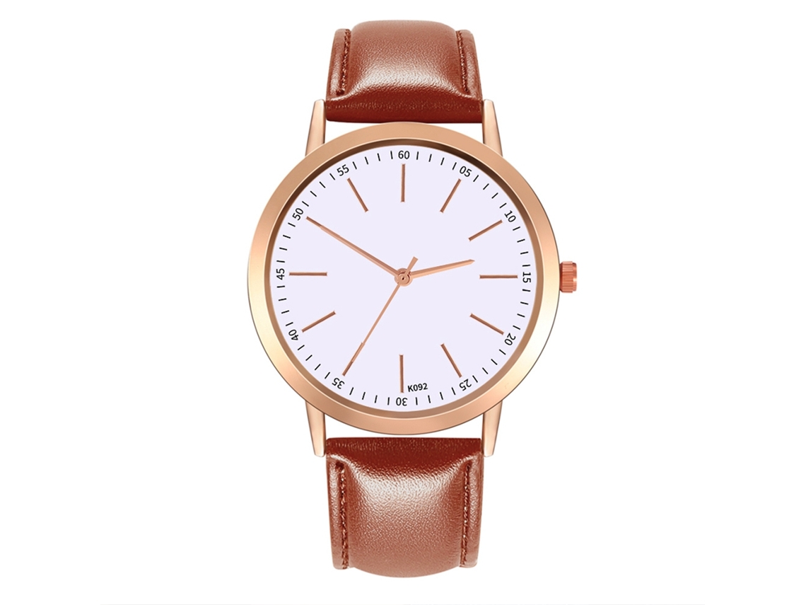 Reloj De Pulsera De Aleación Con Dial Redondo Analógico De Cuarzo Moda Café Claro