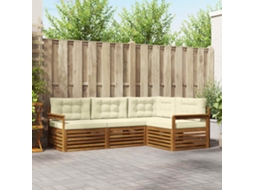 Vidaxl Conjunto De Sofás Para Exterior 4 Pcs Natural E Creme