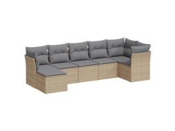 Conjunto de 7 Sofás para Jardim com Almofadões Vime Pe Bege MAISON EXCLUSIVE (7 pcs)
