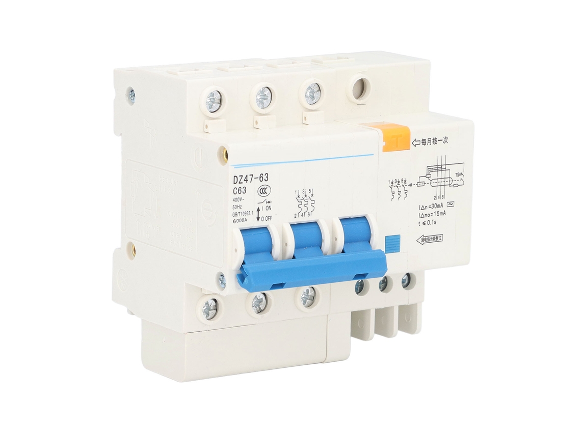 Interruptor de Circuito Miniatura 3p+n Proteção Contra Fuga Sobrecarga Curto 400V 63A S/MARCA