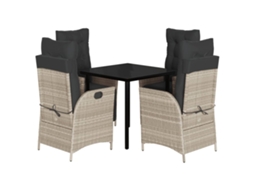 Conjunto de 5 Jantar para Jardim com Almofadões Cinzento Claro MAISON EXCLUSIVE