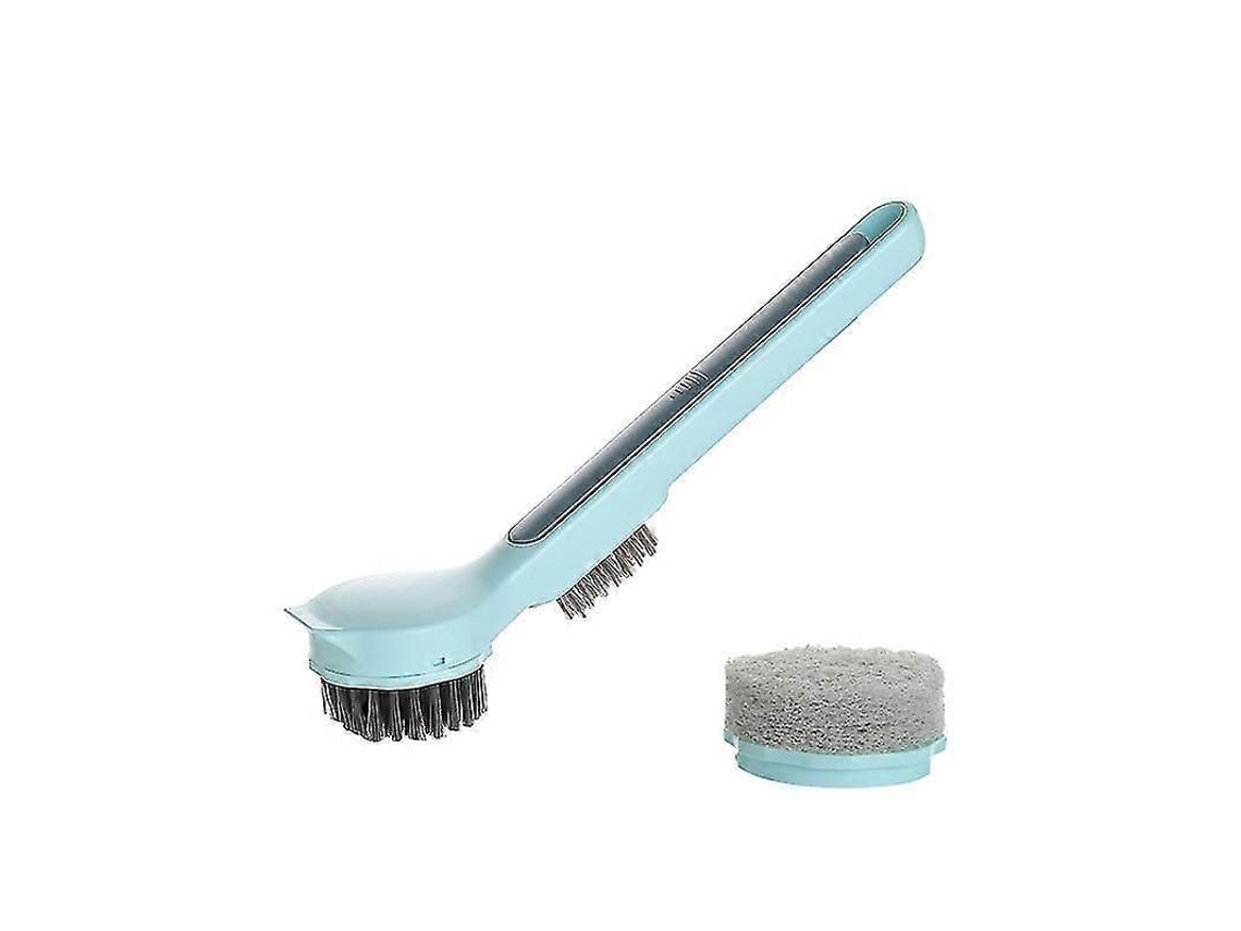 Escova De Louça Com Cabo E Cabeças De Esponja Substituíveis (azul)