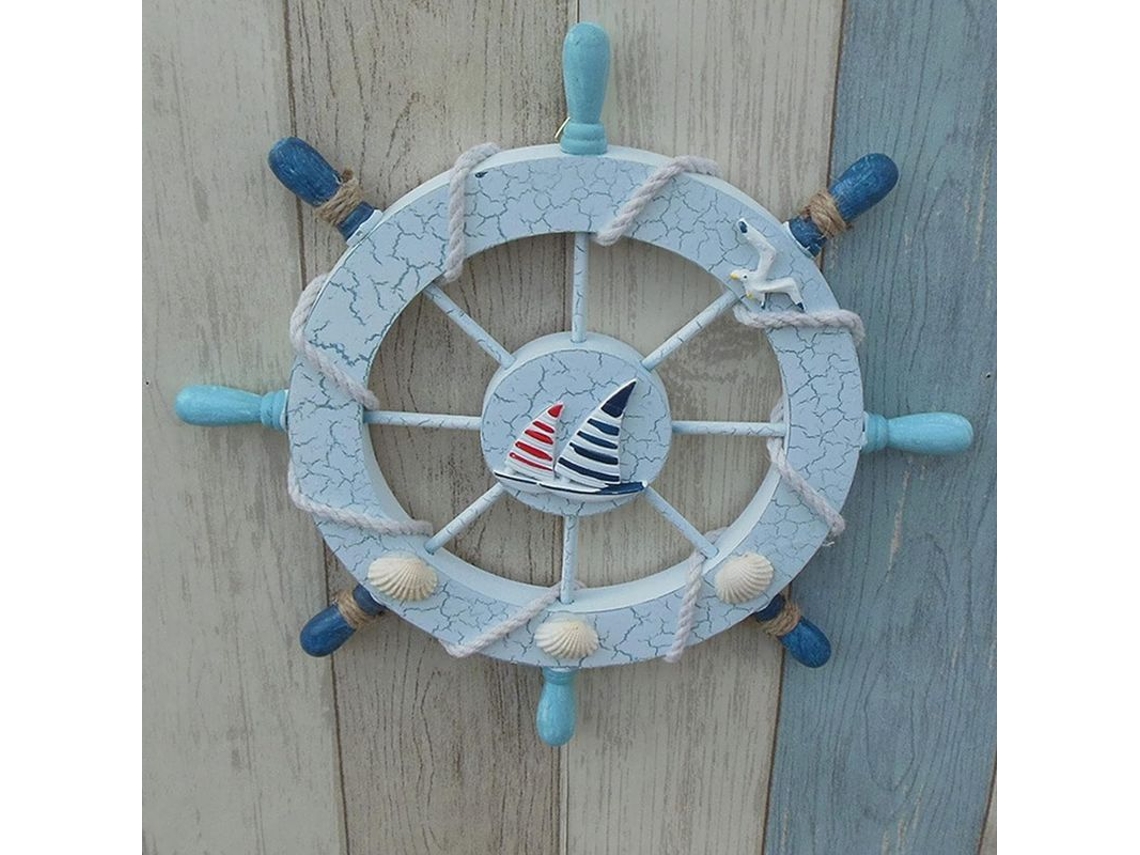 Volante De Barco De Madera, 28 Cm, Decoración Náutica Para Pared Con Estilo Marino