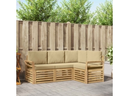 Vidaxl Conjunto De Sofás Para Exterior 4 Unid. Branco E Bege Poliéster