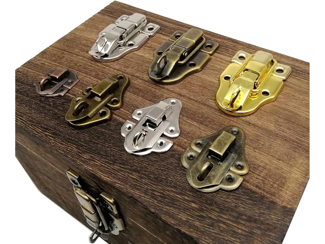 Fecho De Gancho Para Mala Baú Com Trava, Compatível Com Cadeados E Parafusos 4 Peças, Bronze C, 35x48mm