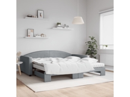 Sofá cama con cajón y colchones 100x200cm Tela gris claro
