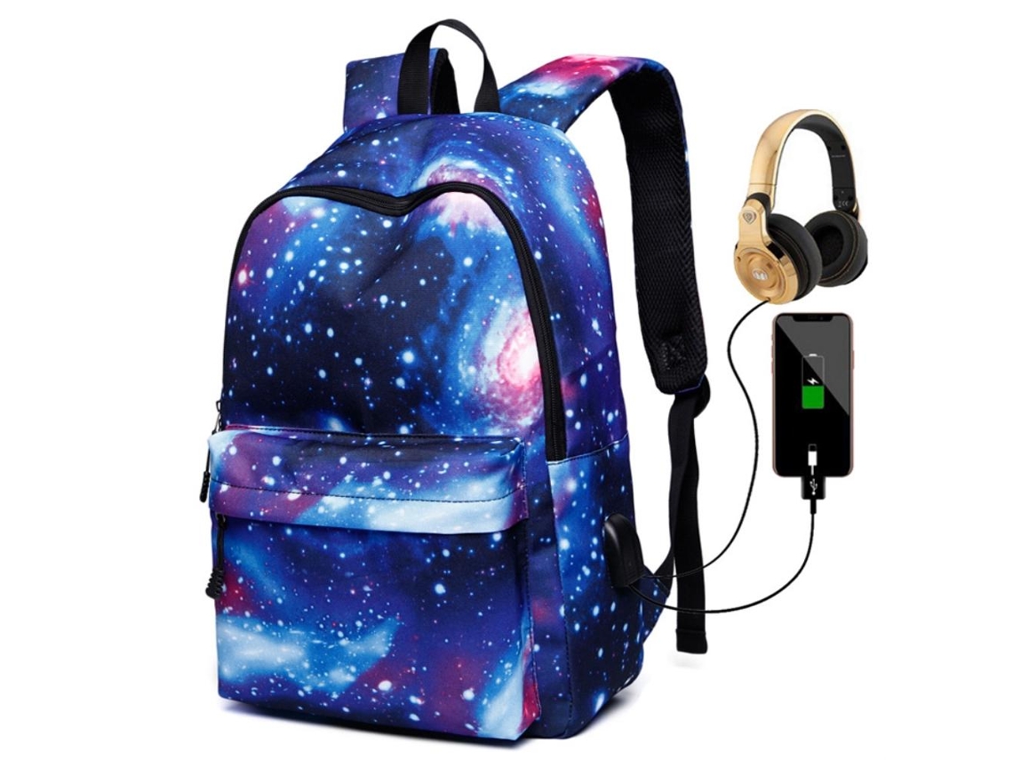 Mochila Starry Sky Impermeável com Porta de Carregamento USB S/MARCA