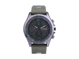 Reloj Casual Para Hombres Con Dial Redondo Tres Ojos Correa De Silicona Verde Ejército