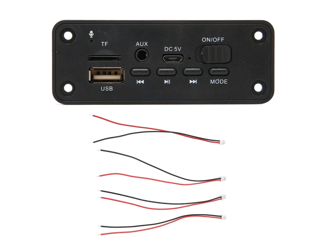 Placa Bluetooth Mp3 5.0, 2x3w, módulo reprodutor, preto ABS