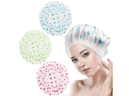 Pacote Com 3 Toucas De Banho, Reutilizáveis ​​e Impermeáveis, De Plástico, Elásticas, Para Usar À Noite E Macias Para O Cabelo.