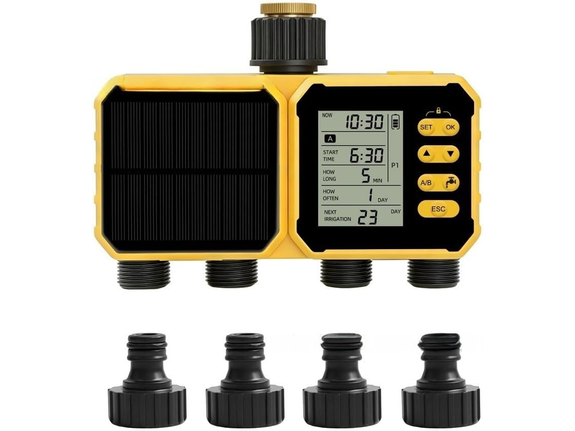 Temporizador Solar De Água Com Controle Irrigação 4 Zonas E Sensor
