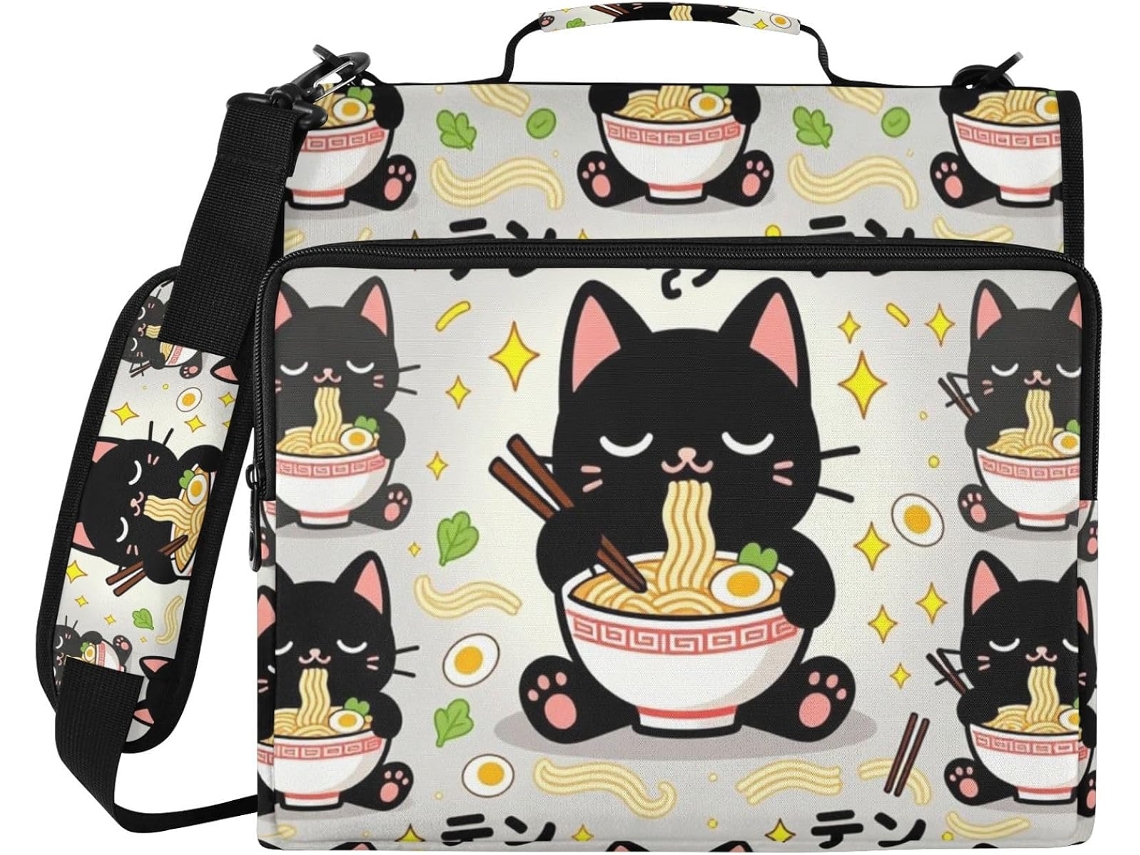 Organizador De Fichário Fofo 3 Argolas 1, 5 Polegadas Com Alça De Ombro E Mão, Vários Bolsos, Pasta Organizadora Escolar