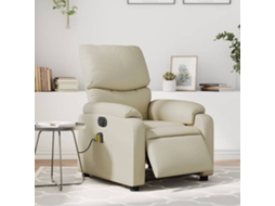 Vidaxl Poltrona Massagens Reclinável Elétrica Couro Artificial Creme