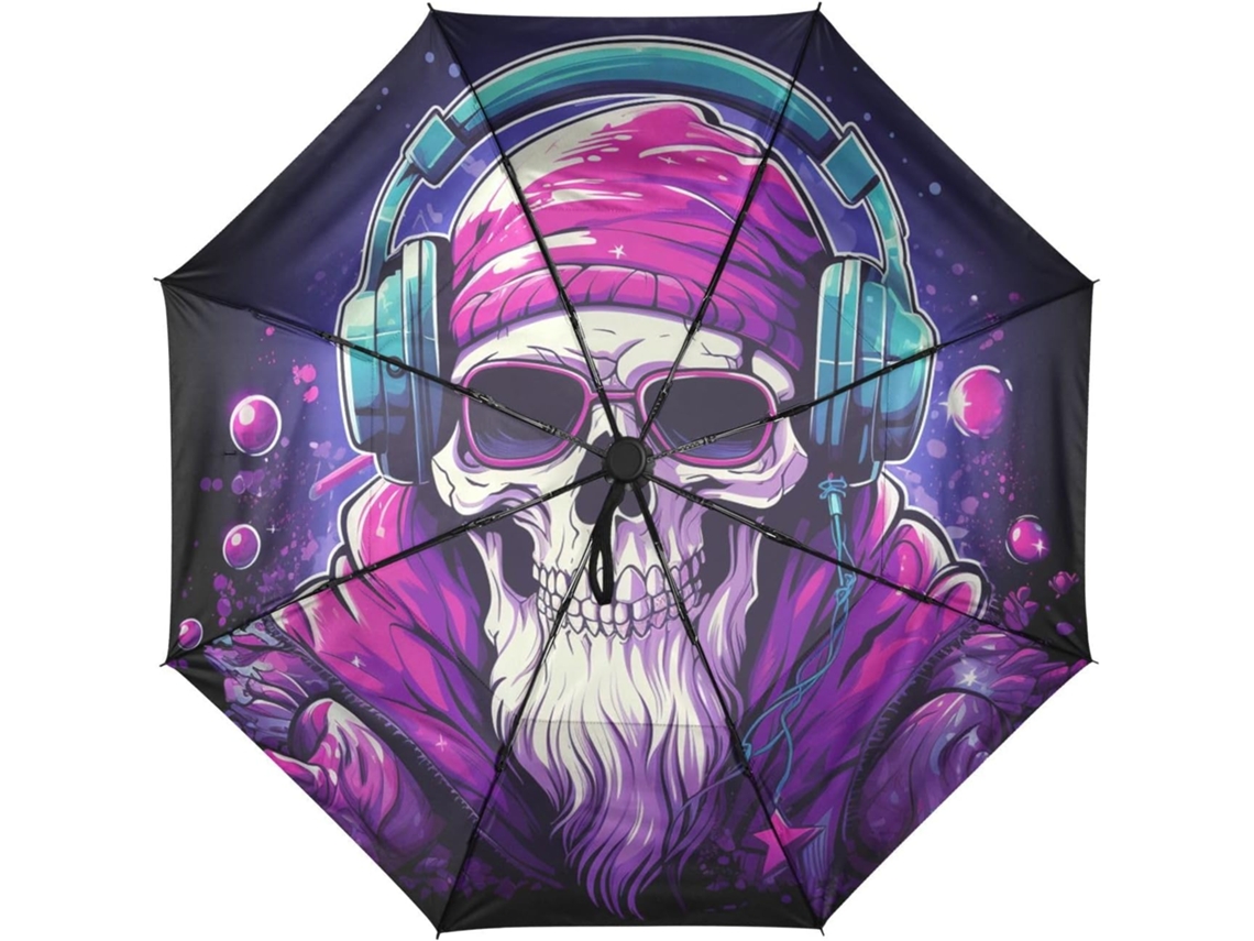 Viagem Automática Chuva Guarda Roxa Música Caveira DJ