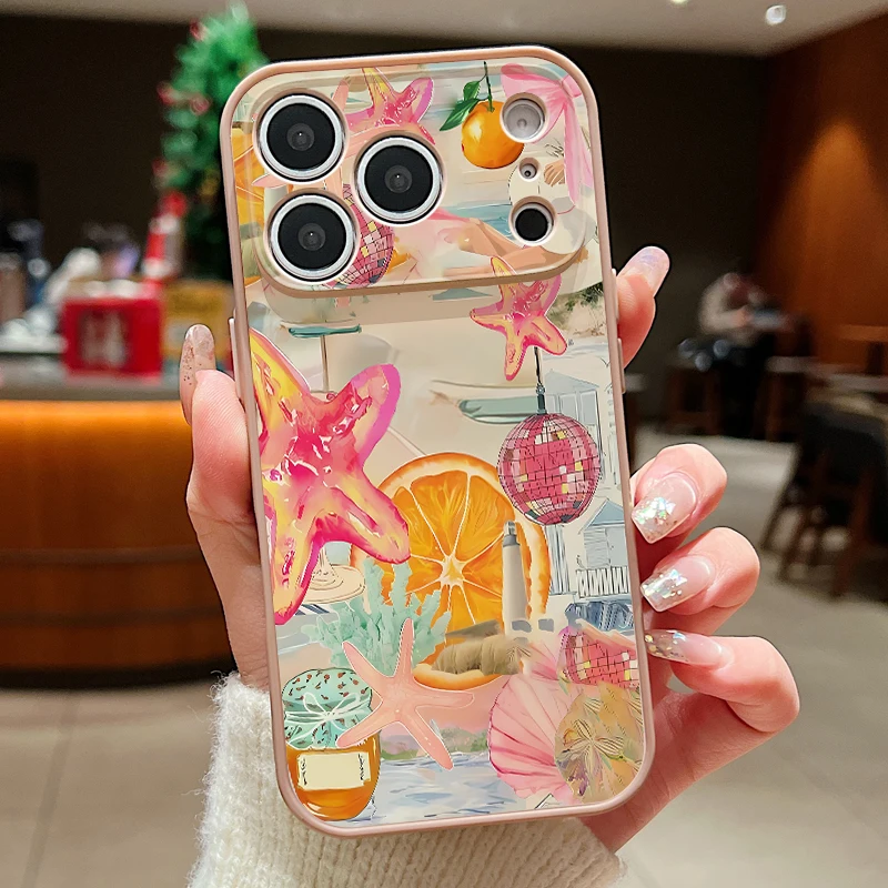 Capa Magnética Para Iphone 16 Pro Max Com Estampa De Pirulito E Estrela-do-mar Colorida (dourada), Em Pc.