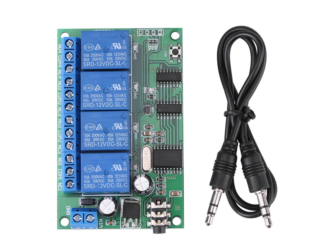 Decodificador de Sinais DTMF AD22B04 12V 4 Canais Relé Controle Remoto