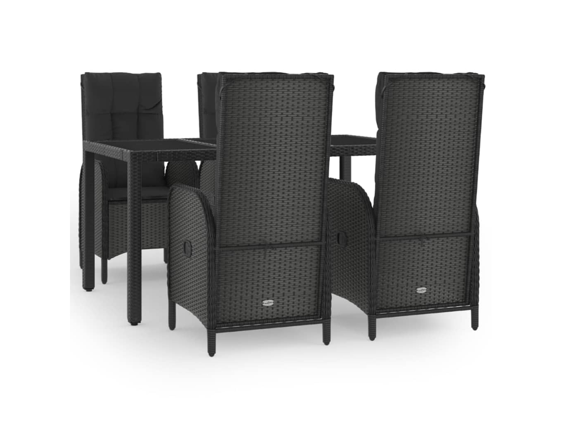 Garden Dining Set, Garden Dining Sets Vidaxl Preto Rattan / Vime (mesa Com 150 Cm De Comprimento)