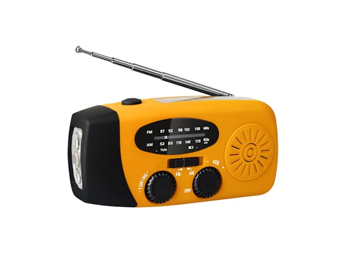 Rádio De Manivela Com Células Solares, Lanterna E Bateria Externa De 2000mah Para Emergências Sos