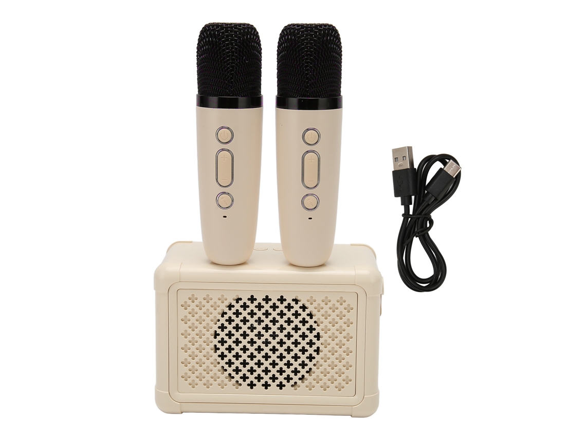 Máquina de Karaokê EOOCOO com 2 microfones sem fio e alto-falante Bluetooth