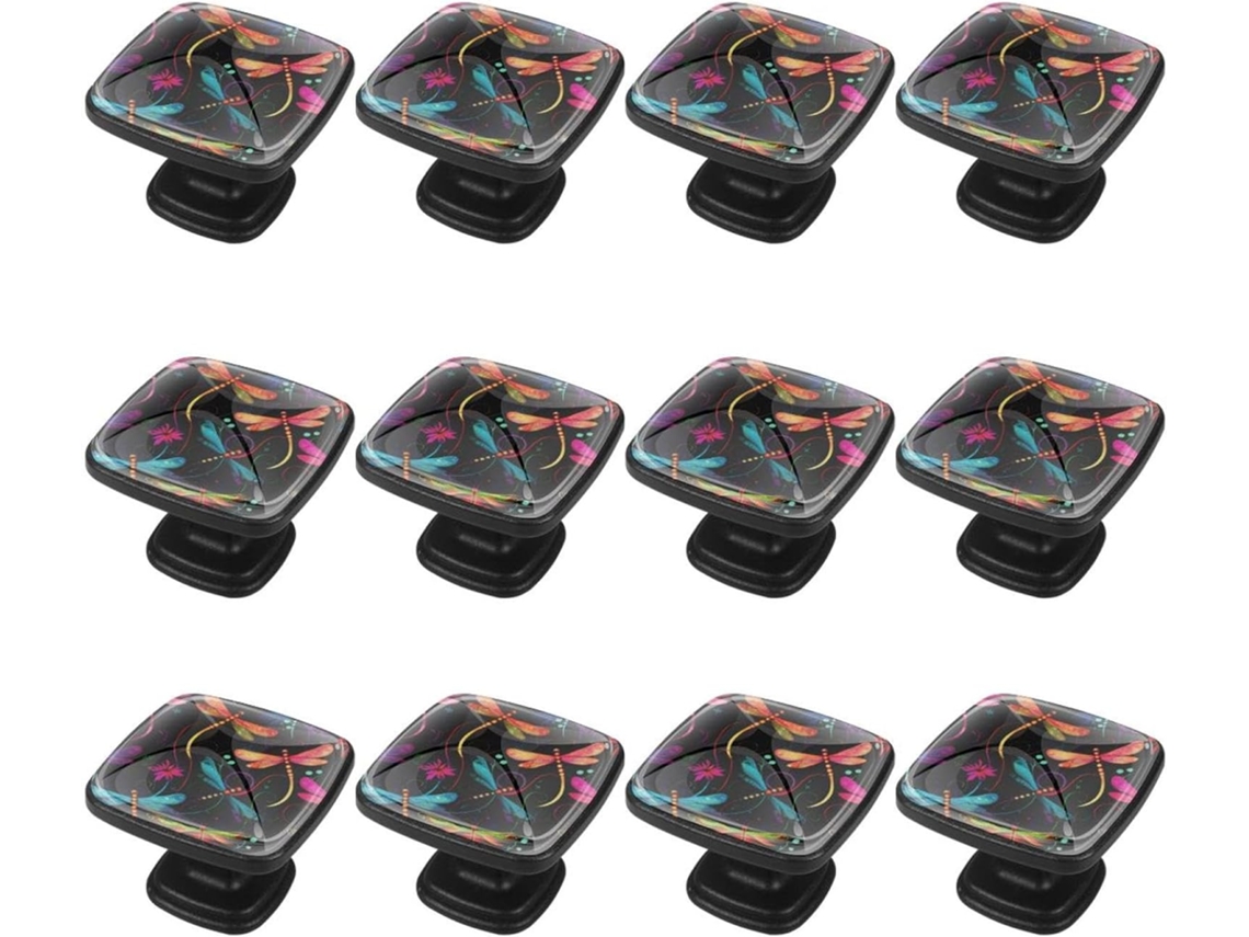 Puxadores Quadrados Para Armários De Cozinha, Puxadores Para Gavetas De Cômoda, 12 Peças, Animais, Flores, Libélula