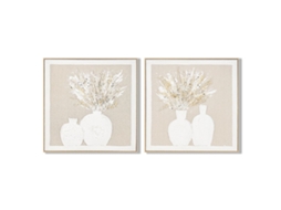 Pintura Home Esprit Branco Bege Vaso Cottage 62 X 4,5 X 62 Cm (2 Unidades)