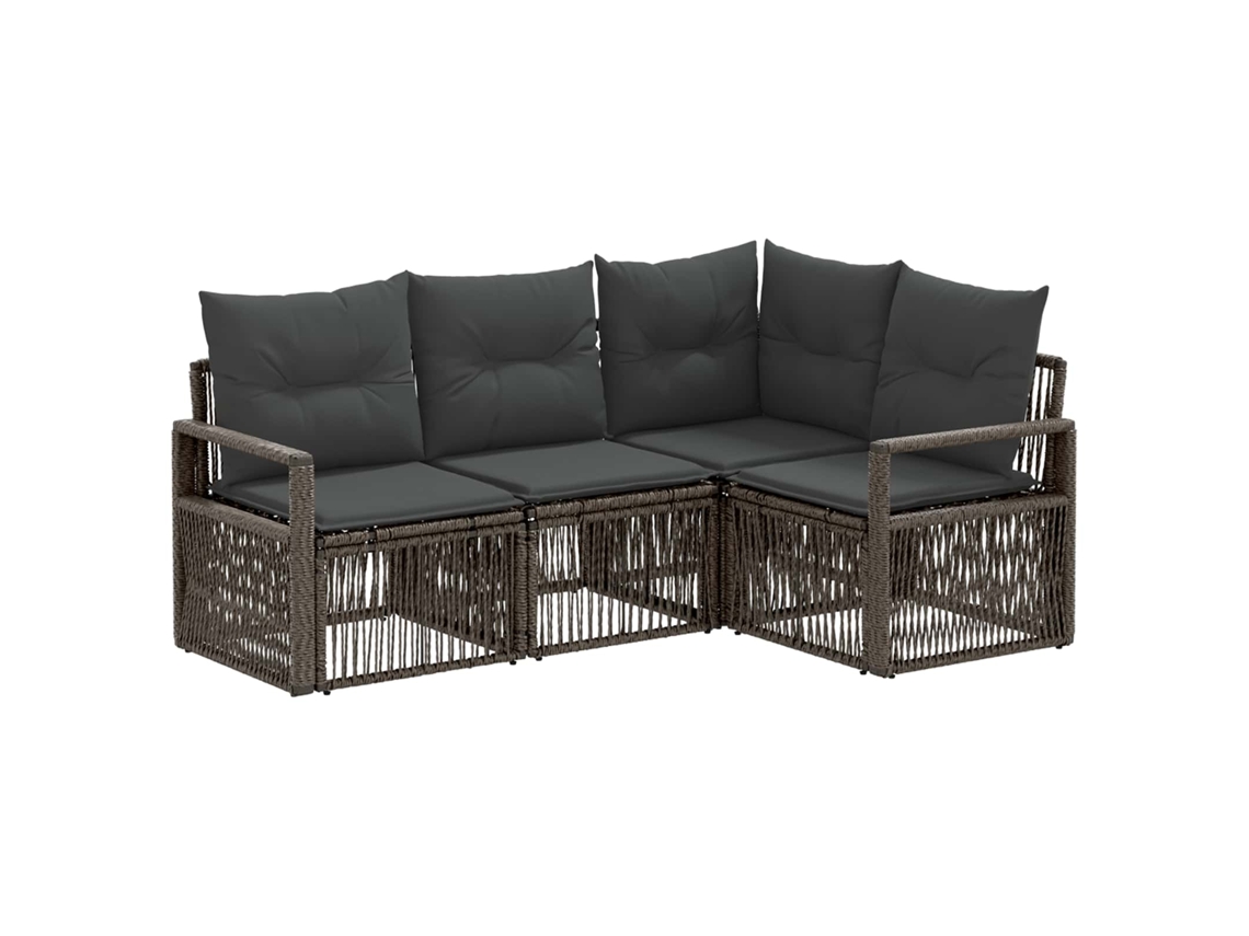 Vidaxl Conjunto De Sofá De Jardim 4 Pcs Cinzento Vime Pe