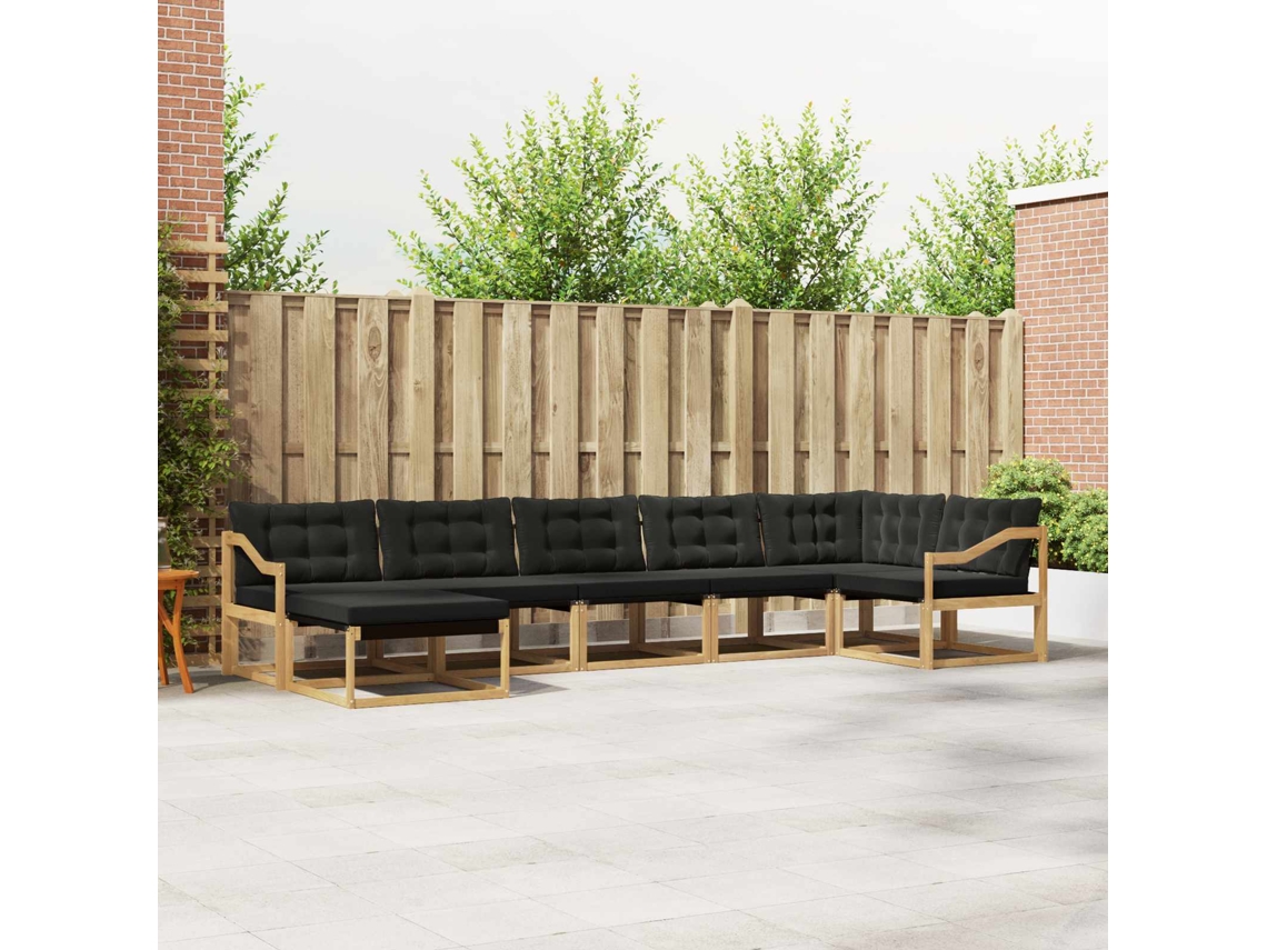 Vidaxl Conjunto De Sofás Para Exterior 7 Unid. Branco E Preto