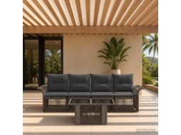 Vidaxl Conjunto De Sofá De Jardim 5 Unid. Cinza E Cinza Escuro Vime Pe