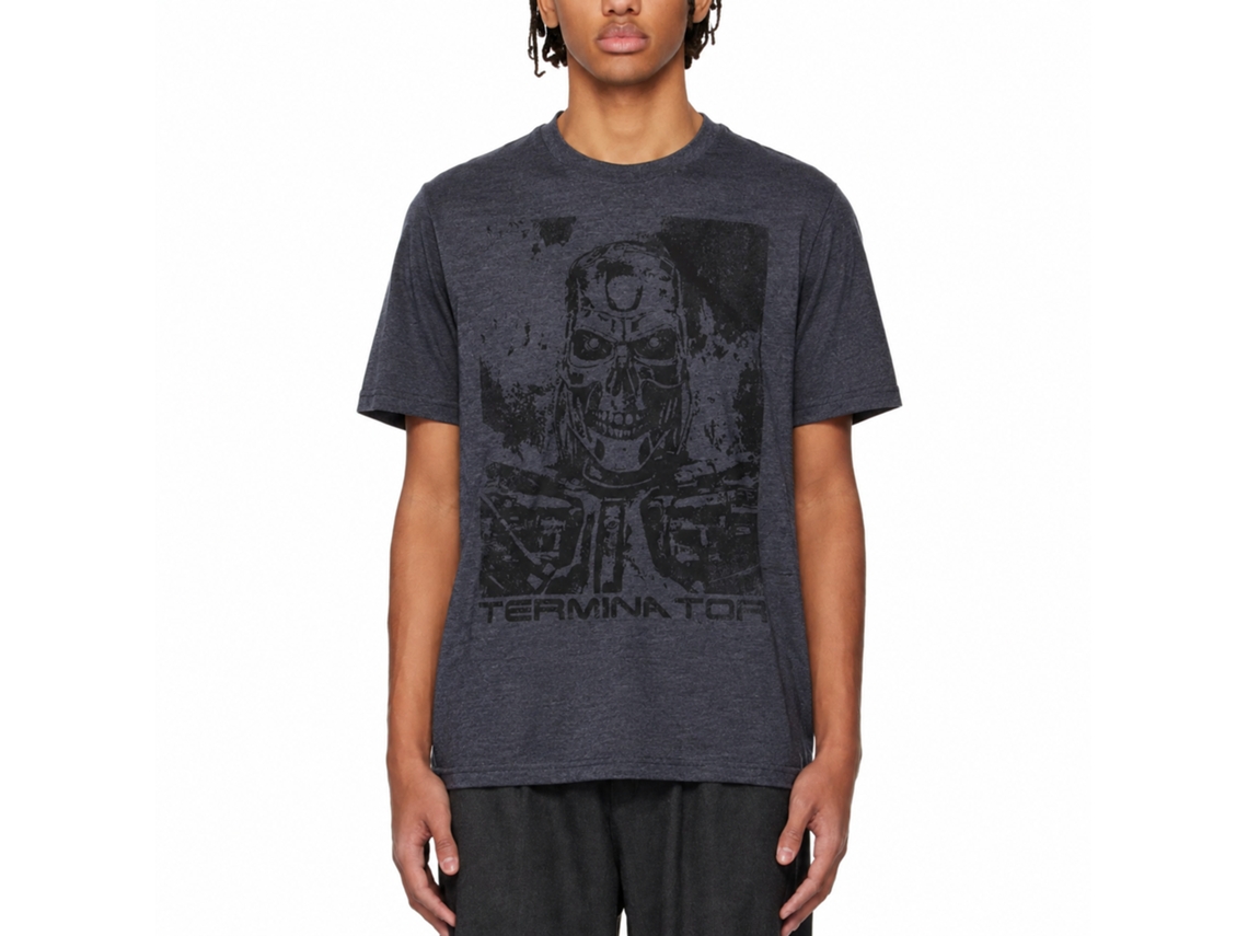 Rockinstone Terminator Black And Blu Heather Navy Adult T-shirt Size:xxl