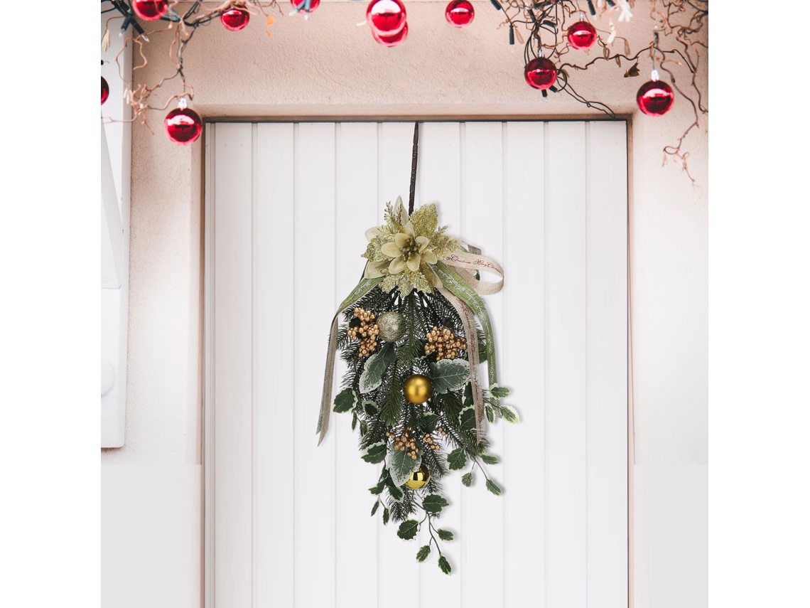 Árvore De Natal Invertida (material De Simulação Pe Com Textura Dourada) Eoocoo