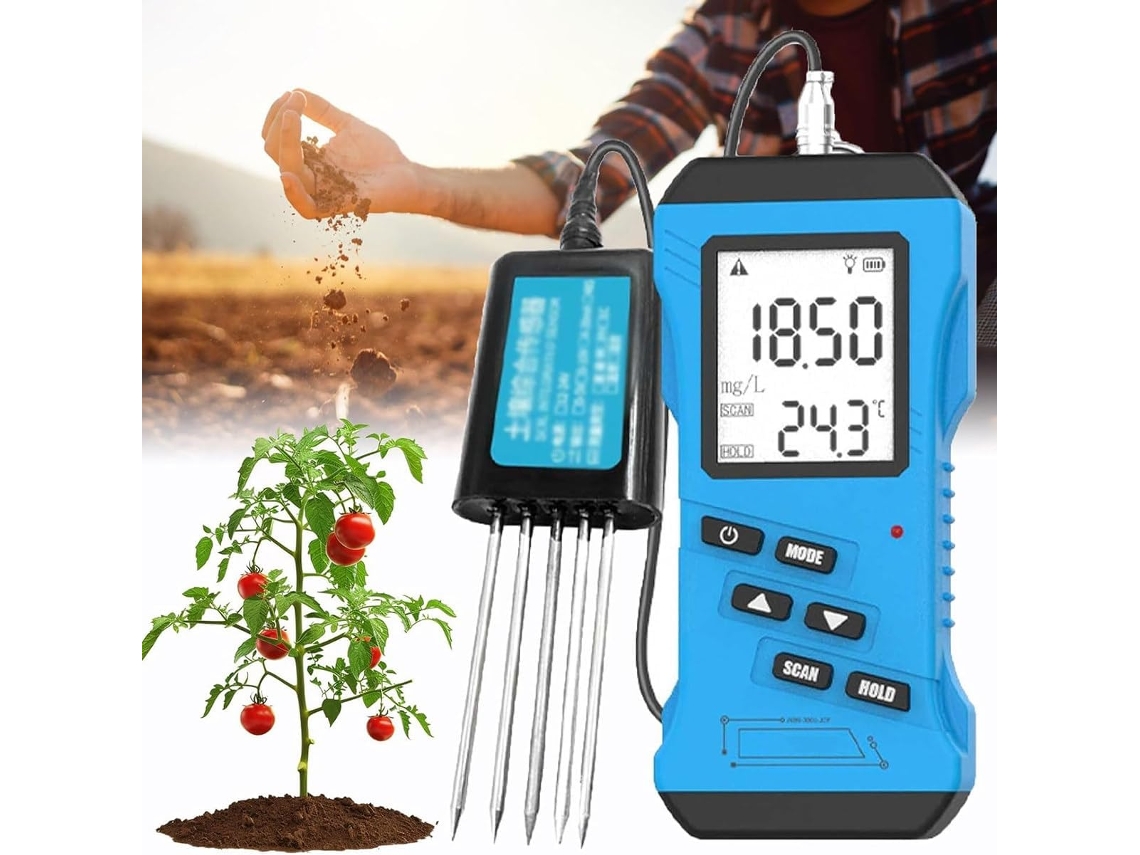 Analisador De Solo 7em 1 Mede Ph, Umidade, Nutrientes, Fósforo E Potássio Para Jardim, Gramado, Fazenda