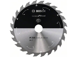 Disco de Serra Circular BOSCH Standard para Madeira Para Serras a Bateria 216x1.7/1.2x30 T24 para Serras Bancada