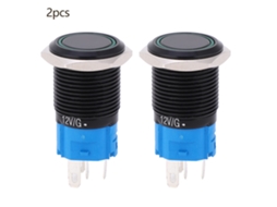 Interruptor De Botão Metal Auto-bloqueio Com Luz À Prova D'água 16mm Para Carro/computador Ac 220v Verde 2pcs