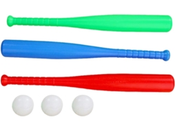 Conjunto de Taco Beisebol Infantil Plástico e Bola Combinação 3 Tacos Bolas Brinquedos Be