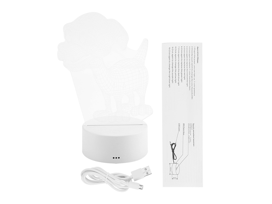2026 lâmpada de Mesa Led 3d de Noite com Controle Táctil 3w 4.5v Usb Base Branca Sem Controle Remoto