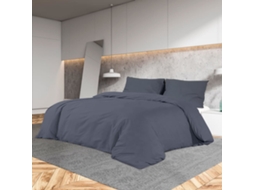 Vidaxl Conjunto De Capa Edredão 140x200 Cm Microfibra Leve Antracite